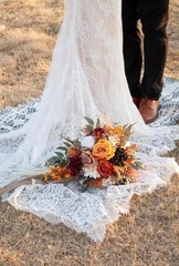 12 Inch Cascade Wedding Bouquets Bride Fall Burnt Orange Cascading Bridal