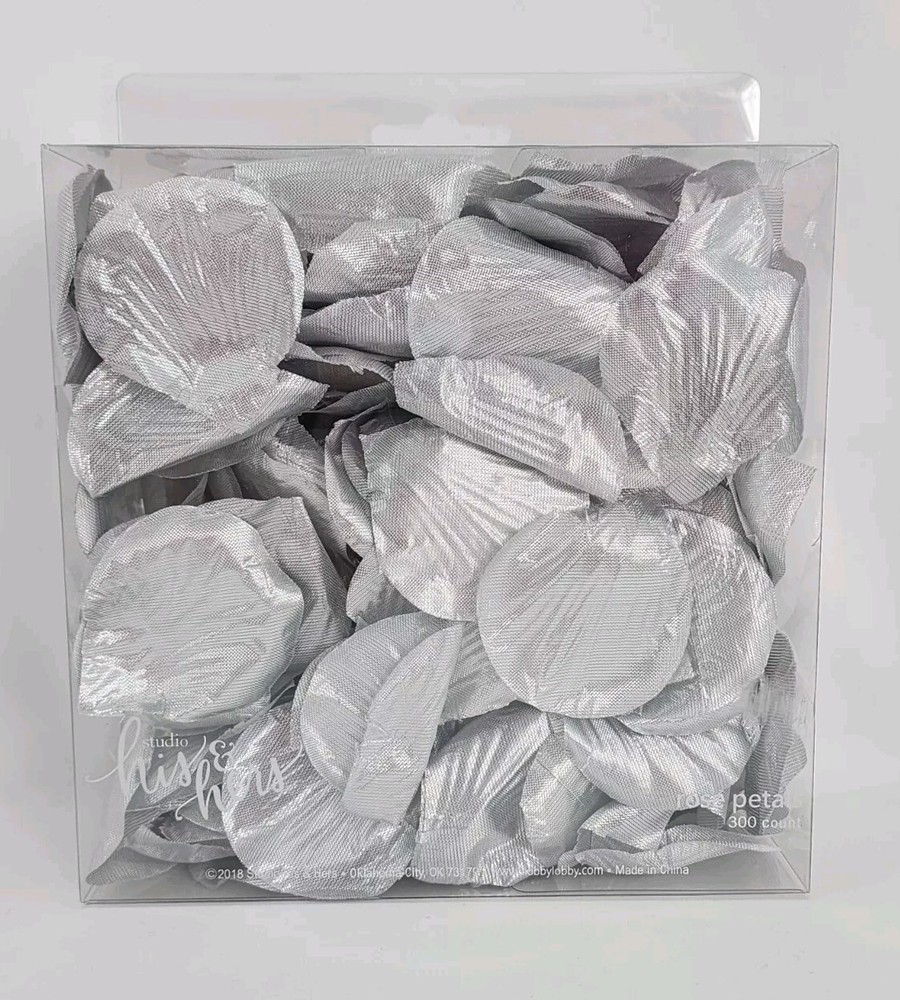 Studio His & Hers Silver Silk Rose Petals For Wedding Flower Girl