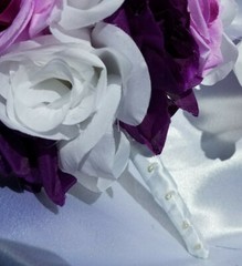 20 Pc Wedding Bouquet Set, Purple Roses, Lavender Roses, White Roses