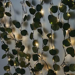 32 ft Green LED Eucalyptus Leaves Garland Battery Operated Wedding Fairy Lights