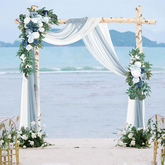 Dusty Blue Wedding Arch Flowers Kit with Draping Fabric – Pack of 4
