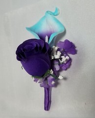 Purple Teal Rose Tiger Lily Bridal Wedding Bouquet Accessories