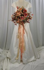 Dusty Autumn Ribbons and Rose Faux Silk Bridal Bouquet