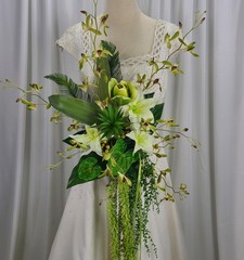 Green Tropics Boho Faux Silk Wedding Bouquet