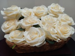 12 X Peony Roses Bridal Bouquets Faux Silk Flowers Ivory 10cm Heads