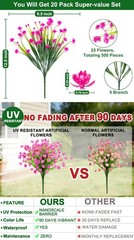 TURNMEON 20 Bundles Artificial Flowers for Outdoors, Spring Grass Camellia Fake