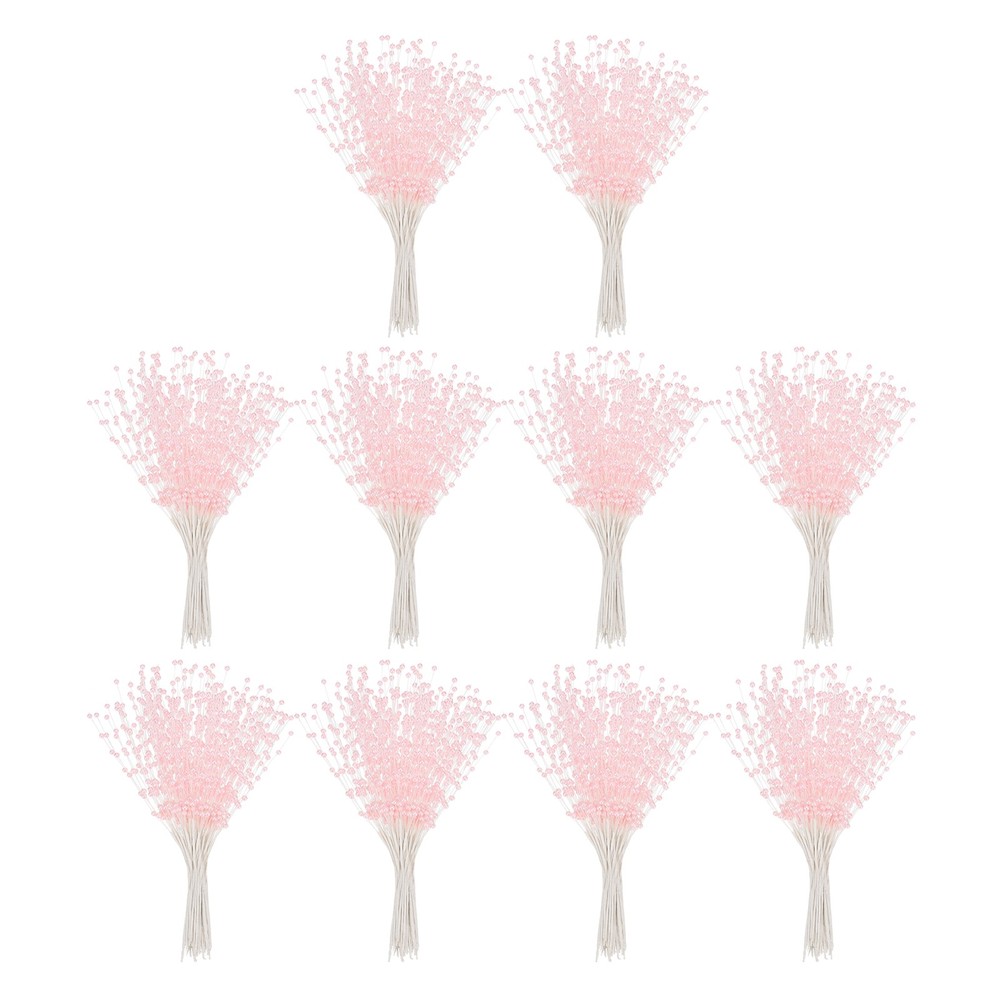 100 Pcs 4mm Pearl String Bouquet Pearl Stick Stems Bouquets Garland Spray, Pink