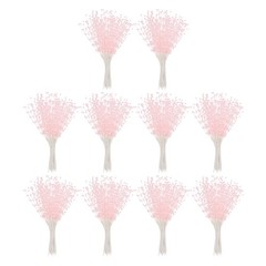100 Pcs 4mm Pearl String Bouquet Pearl Stick Stems Bouquets Garland Spray, Pink