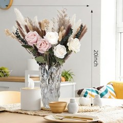 40 PCS Boho Dried Flowers Bouquet with Pampas Grass Eucalyptus Baby Breath