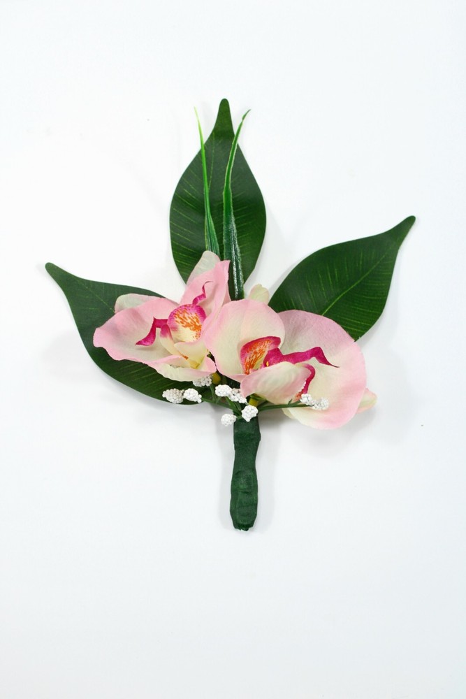 Silk Orchid Pin Boutonniere Groom Best Man Prom Wedding Quinceanera Corsage