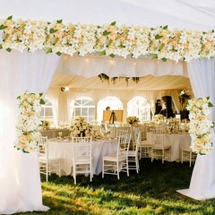 6 Pcs Champagne Artificial Flower Panels Silk Floral Wall Backdrop For Decor