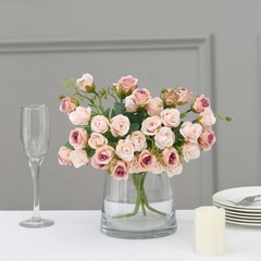 BLUSH 2 Bouquets 12″ Faux Open Roses Artificial FLOWER Bushes Party Events