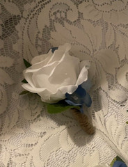 Bride’s bouquet and matching boutonniere Dusty Blue! Free shipping!!!