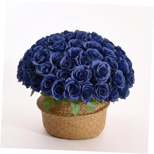 Pcs Navy Blue Roses Artificial Flowers Bulk, Artificial Roses Fake 55 Navyblue