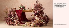 Burgundy Artificial Wedding Arch Flowers Kit Pack of 4, 2pcs Hanging Flower