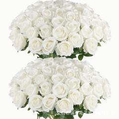 Simulation white silk cloth rose artificial fake flower Tanabata Valentine’s Day