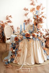 Ling’s moment 9FT Eucalyptus & Willow Leaf Garland Orange And Denim
