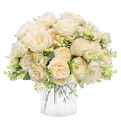MARTINE MALL 4 Packs Peonies Artificial Flowers, Champagne 4PCS,