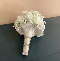 Small rose and baby breath bridal bouquet..you pick colors