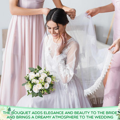 10 Pack White Artificial Bridesmaid Bouquets, 7 Inch, Vintage, Rustic, Boho Styl
