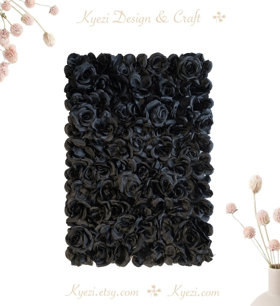 Black Artificial Flower Panels Wedding Party Wall Decor Photo Background W-33