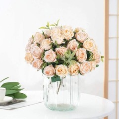 Artificial Flower Ten Head Silk White Rose Bundle Scrapbook Valentine Wedding Ou