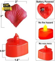 1000 Pieces Artificial Red Rose Petals with 24 Pieces Heart Romantic Flameless L