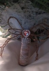 Pink, Mint Green, White Bouquet and Boutonniere, Wedding 2pc Set