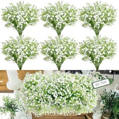 Pcs Babys Breath Artificial Flowers Bulk, White Real Touch Faux Baby Breath 60