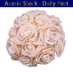 Artificial Flowers with Stems Foam Rose Fake Bride Bouquet Wedding 7cm 20pcs