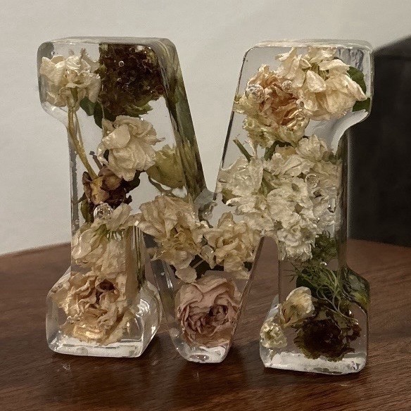 Wedding bouquet Resin Letter “your initial” Floral wedding bouquet See Descrp