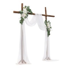 2pcs Premium Silk Flower Clusters & 1pc 21ft Sheer Wedding Arch Drape