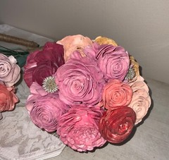 Sola brand faux floral bouquets wood carved roses & more 3 bouquets total