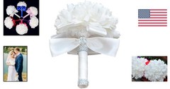 Dreamy White Wedding Bouquet with Soft Ribbons – Ideal for Bridal Parties 7.1″