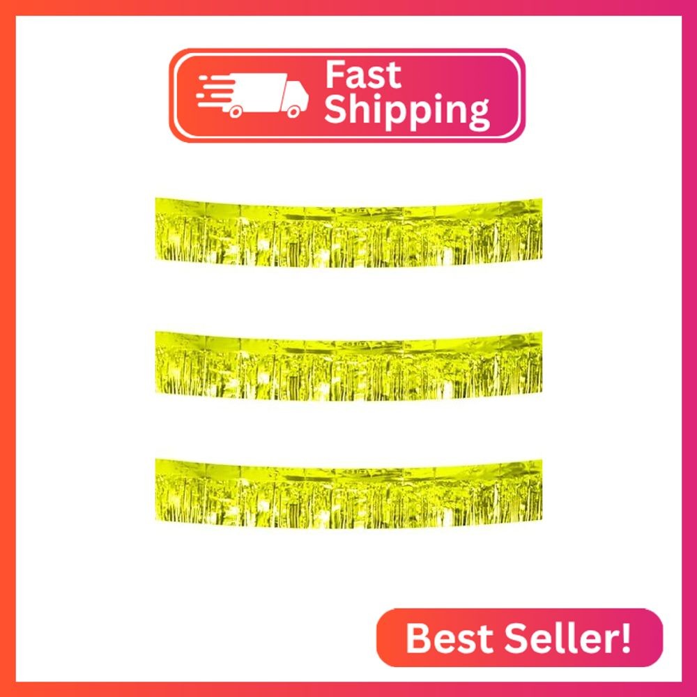CareCheer 3 Pack Total 30 Feet Foil Fringe Garland Metallic Wall Hanging Drapes