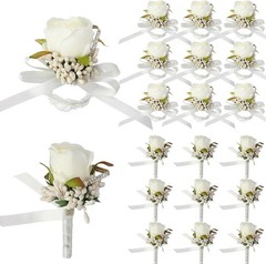 20 Pcs Wedding Corsage and Boutonniere Set Homecoming Artificial Corsage Wris…