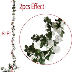 Pack Artificial Rose Vine Fake Flower Garland Fake Rose Hanging Vine 2 White