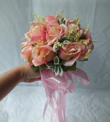 Wedding Bouquets 3pc package Bridal Bouquet SILK flowers Pink Roses Hand Made