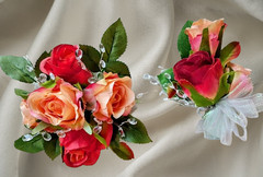 Hand Made wrist Corsage and boutonniere Set