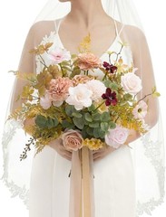 Powder Pink And Sand Beige Bridal Wedding Bouquet, Small 13”