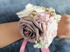 Handmade Wrist Corsages Dusty Rose Corsage with Ribbon Prom Flower Pack of 1