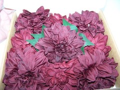 Ling’s Moment Artificial Flowers 9 pcs Silk Dahlia 5.5″/4.5″, Burgundy Silk