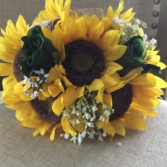Sunflower wedding flowers package bridal bouquet decorations bouquets greens #6