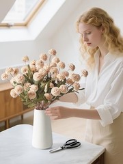 Silk Flowers Pompon Mums Artificial Flowerspcs 50 Heads Fake Mini 10 Beige