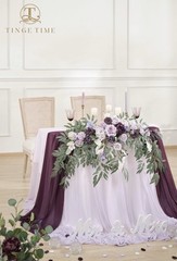 TINGE TIME Artificial Sweetheart Flower Swag with Tablecloth and Table Runner