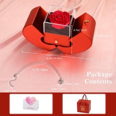 Preserved Rose Gifts for Women, Eternal Flower Rose Box with Heart Necklace