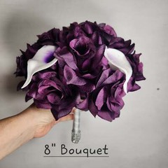 Eggplant Rose Calla Lily Bridal Wedding Bouquet Accessories