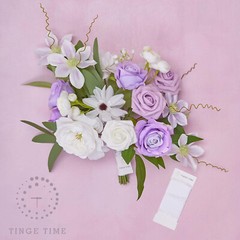 new in box $45 TINGE TIME 11 Inch Wedding Bouquet lilac/white