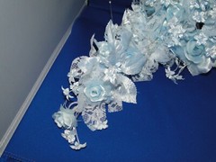 New Oddity Inc Light Blue Satin Roses and Pedal Flowers Bridal Bouquet