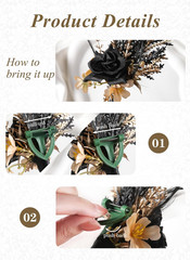 Corsage and Boutonniere Set – Black Wristlet for Men Prom Dark Wrist Corsage for